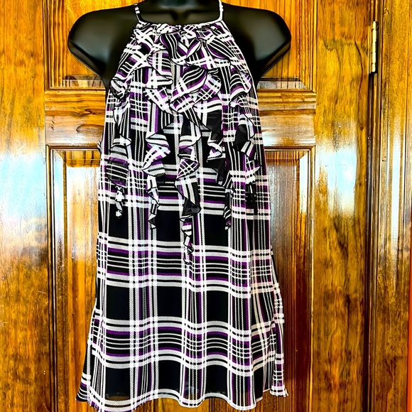 NWOT Sleeveless Plaid Ruffle Top - Picture 1 of 7